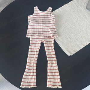 Zara Kids Red and White Striped Bottoms Set